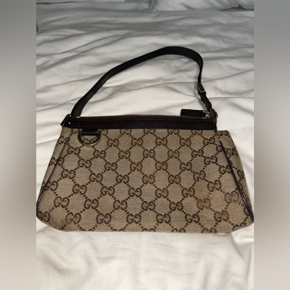 GUCCI Abbey GG HandBag Pouch Beige brown Canvas